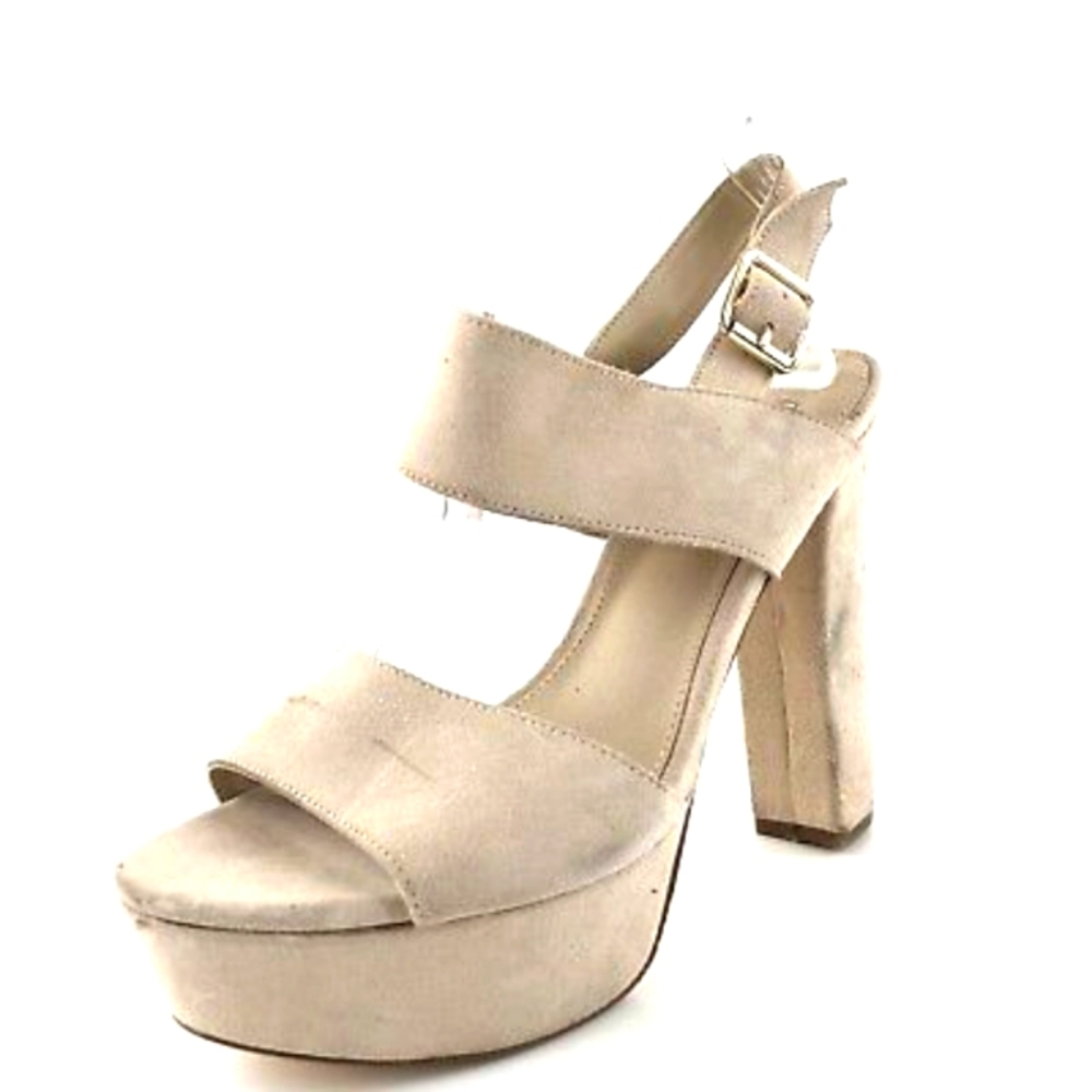Steve Madden Lenore Bone Suede Ankle Strap Platform Sandals